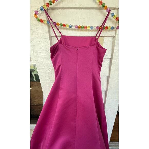Vintage 90's Fuscia Pink Midi Formal Prom Bridal Dress Tulle Puff Size 6 - Picture 12 of 12